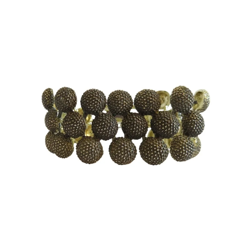 Vintage Gold‎ Tone Textured Half Bead Bracelet Women Fashion Jewelry